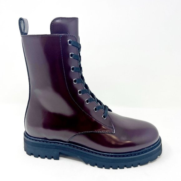 Women's Burgundy Combat Boots - Never worn - Picture 1 of 11